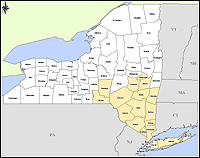 Map of Declared Counties for Emergency 3184