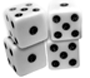 picture of four six-sided dice