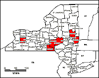 Map of Declared Counties for Disaster 1222