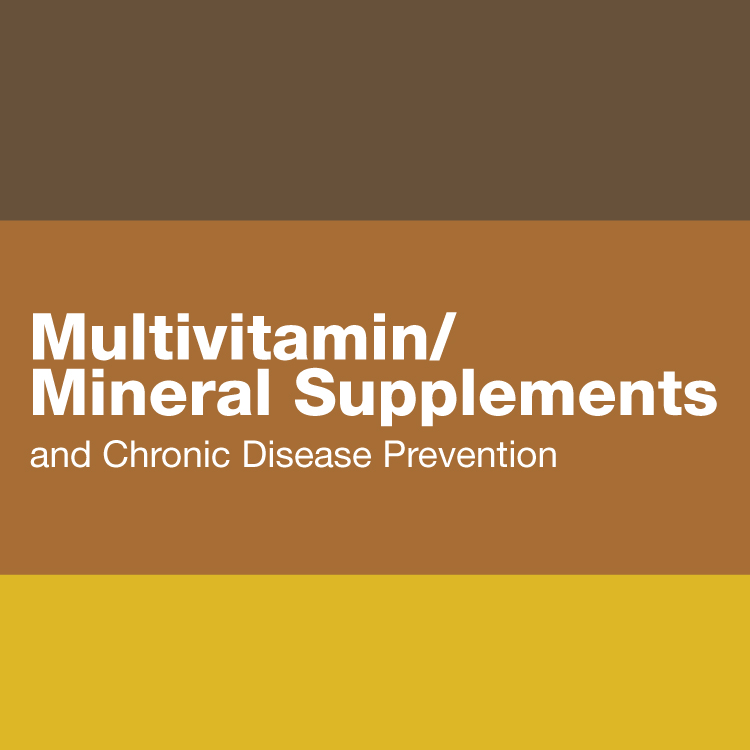 Artwork for Conference: Multivitamin/Mineral Supplements and Chronic Disease Prevention, showing a medicine bottle like label.