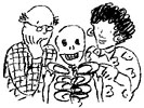 Mini-Med School logo of two people examining skeletal bones