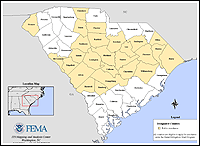Map of Declared Counties for Disaster 1509