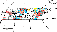 Map of Declared Counties for Disaster 1215