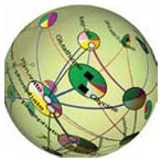 This sphere represents all the known chemical reactions in the <cite>E. coli</cite> bacterium. Luis A.N. Amaral