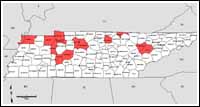 Map of Declared Counties for Disaster 1331