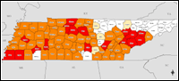 Map of Declared Counties for Disaster 1464