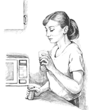 Woman taking medicine