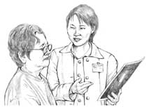 Doctor talking to a woman