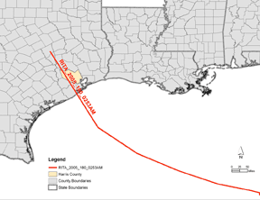 Hurricane Rita projected storm track.