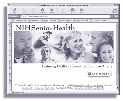 Picture of the NIH Senior Health web page