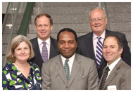 National Institute of Diabetes and Digestive and Kidney Diseases (NIDDK) Director Griffin P. Rodgers, M.D., F.A.C.P. (center), with NIDDK Advisory Council members (from left) Nancy C. Andrews, M.D., Ph.D.; James P. Schlicht, M.P.A.; James W. Freston, M.D., Ph.D.; and David M. Altshuler, M.D., Ph.D.
