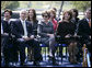 Mrs. Laura Bush and Mrs. Maria Basescu, spouse of Romania’s President Traian Basescu, break out in laughter at remarks made Wednesday, April 2, 2008, during a joint press availability with their husbands at the Protocol Villas Neptun-Olimp in Neptun, Romania. White House photo by Shealah Craighead