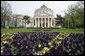 Pansies and tulips decorate the grounds outside the Romanian Athenaeum concert hall, venue for the April 3 cultural event at the 2008 NATO Summit in Bucharest. White House photo by Chris Greenberg