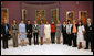 Mrs. Laura Bush poses for a photo with other NATO Spouses' during a visit to the National Art Museum Thursday, March 3, 2008, in Bucharest. White House photo by Shealah Craighead