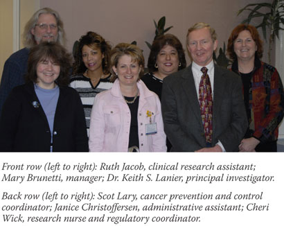 Front row (left to right): Ruth Jacob, Mary Brunetti, Dr. Keith S. Lanier.  Back row (left to right): Scot Lary, Janice Christoffersen, Cheri Wick.