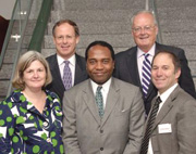 National Institute of Diabetes and Digestive and Kidney Diseases Director Griffin P. Rodgers, M.D., M.A.C.P. (center) with (from left) Nancy C. Andrews, M.D., Ph.D.; James P. Schlicht, M.P.A.; James W. Freston, M.D., Ph.D.; and David M. Altshuler, M.D., Ph.D.