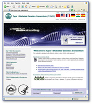 Screenshot of T1DGC website.