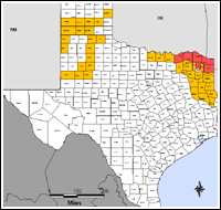 Map of Declared Counties for Disaster 1356