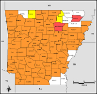Map of Declared Counties for Disaster 1354