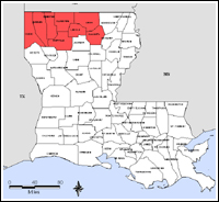 Map of Declared Counties for Disaster 1357