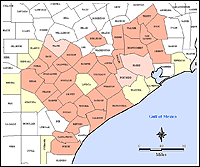 Map of Declared Counties for Disaster 1257