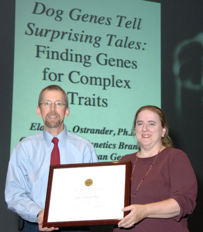 Dr. Elaine Ostrander and NHGRI scientific director Dr. Eric Green