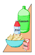 Illustration:Soda, chips, and toothpicks