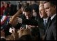 President George W. Bush greets audience members after speaking at the Arkansas Welcome in Bentonville, Ark., Monday, Nov. 4. White House photo by Eric Draper.