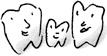 Illustration: Daddy tooth, mommy tooth, and baby tooth smiling