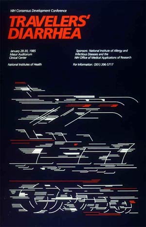 Poster for a 1995 Consensus Development Conference about a medical problem widely suffered by travelers