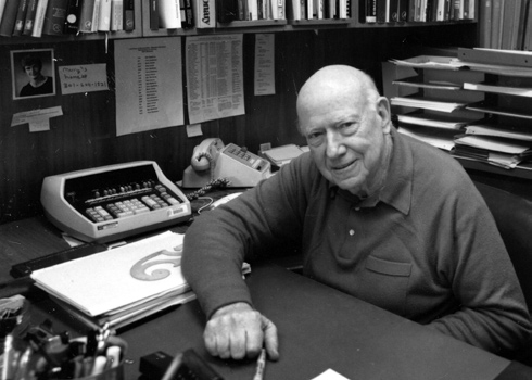 Dr. Earl Stadtman in his office, 2001.
