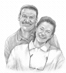 Dibujo de pareja feliz de africanoamericanos