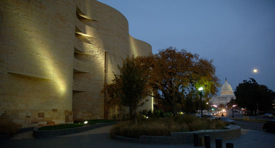 The National Museum of the American Indian at moonrise.