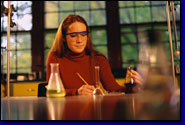 photo of college female science student in laboratory