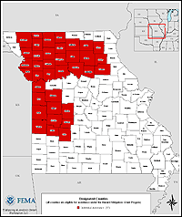 Map of Declared Counties for Disaster 1524