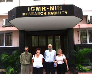 NIAID employees (from l) Mark Pineda, Karyl Barron, Tom Nutman and Kathryn Zoon opened an ICER in Chennai, India, last August.
