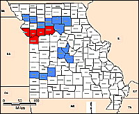 Map of Declared Counties for Disaster 1253