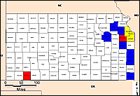 Map of Declared Counties for Disaster 1254