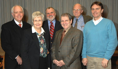 NIAMS director Dr. Stephen Katz (fourth from l) and acting deputy director Dr. Paul Plotz (fifth from l) welcome new members to the institute’s council (from l) Dr. Wright Caughman, Ann Kunkel, Dr. John Klippel and Dr. Lee Sweeney.