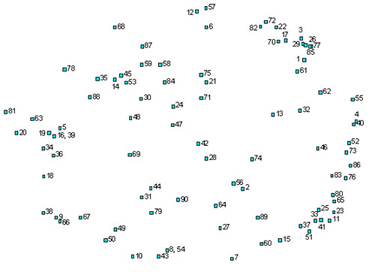 Figure 1:  Numbered Point-Map Showing the 80 Statements