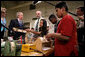 President George W. Bush and Education Secretary Margaret Spellings visit with a teacher and students at Parkland Magnet Middle School for Aerospace Technology in Rockville, Md., Tuesday, April 18, 2006. White House photo by Kimberlee Hewitt