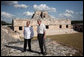 President George W. Bush and President Felipe Calderon of Mexico pause during a tour Tuesday, March 13, 2007, of the Uxmal, one of the most famous of the Mayan ruins. The President and Mrs. Laura Bush capped their five-day, Latin American visit with the stop in Mexico. White House photo by Paul Morse