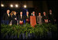 Vice President Dick Cheney, far left, stands with Secretary of Commerce Carlos Gutierrez, far right, and the 2006 Malcolm Baldrige National Quality Award recipients, Tuesday, March 13, 2007 during the 2006 Malcolm Baldrige National Quality Award Ceremony in Washington, D.C. From left the recipients are Kelli Loftin Price and Richard Norling of Premier Inc., San Diego, Calif.; Charles D. Stokes and John Heer of North Mississippi Medical Center of Tupelo, Miss.; John Cole and Terry F. May of MESA Products, Inc., Tulsa, Okla. White House photo by David Bohrer