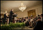 President George W. Bush and British Prime Minister Tony Blair participate in a joint news conference, Thursday, May 25, 2006 in the East Room at the White House. The two leaders voiced their support for the newly elected unity government in Iraq. White House photo by Eric Draper