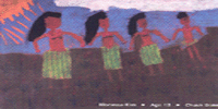 Painting of Island dancers by Monessa Kim age 13 Chuuk State
