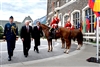 Defense Secretary Robert M. Gates, center, walks with Canadian Maj. Gen. Langpon, left, upon his arrival in Banff, Canada, Sept. 2, 2008. 