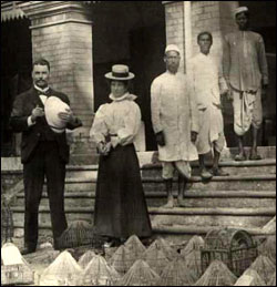 Picture: Sir Ronald Ross, Mrs Ross, 
			  Mahomed Bux and laboratory assistants