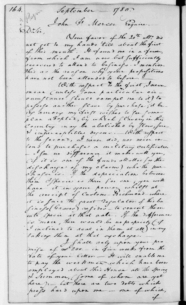 Image 176 of 329, George Washington to John F. Mercer, September 9, 