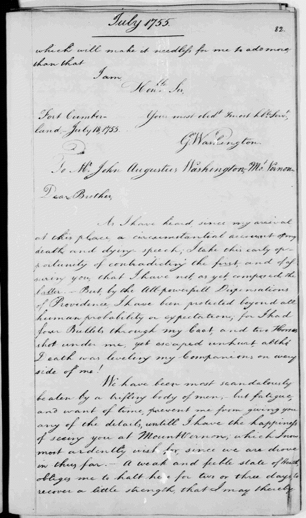 Image 90 of 313, George Washington to Robert Dinwiddie, July 18, 17