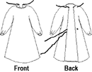 Back and front illustration of gowns